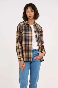 Chemise Earth Colors Checkred - Knowledge Cotton Apparel