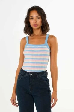 Striped Rib Strap Top - Knowledge Cotton Apparel